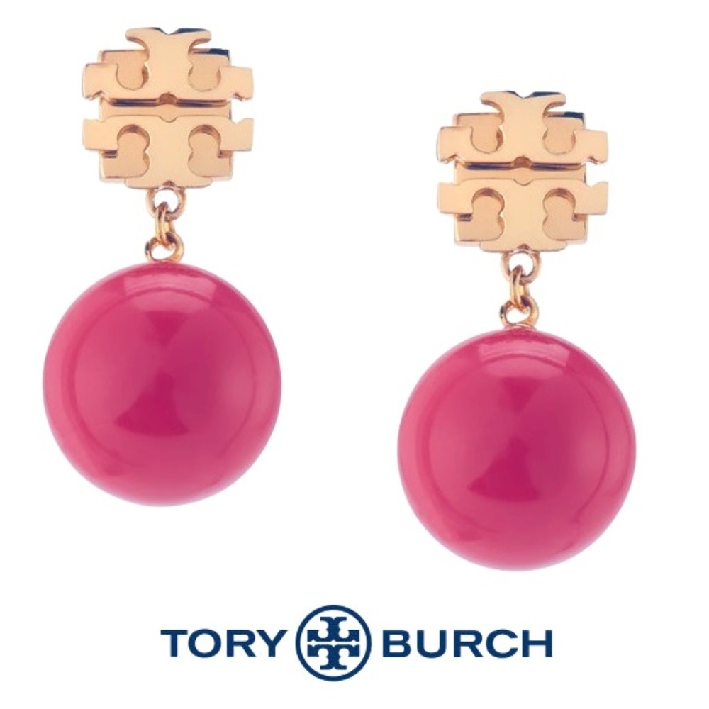 Sold Tory Burch Evie Red Pearl Drop Earrings